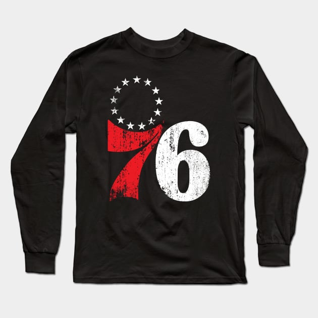 Distressed 76 Logo Long Sleeve T-Shirt by huckblade